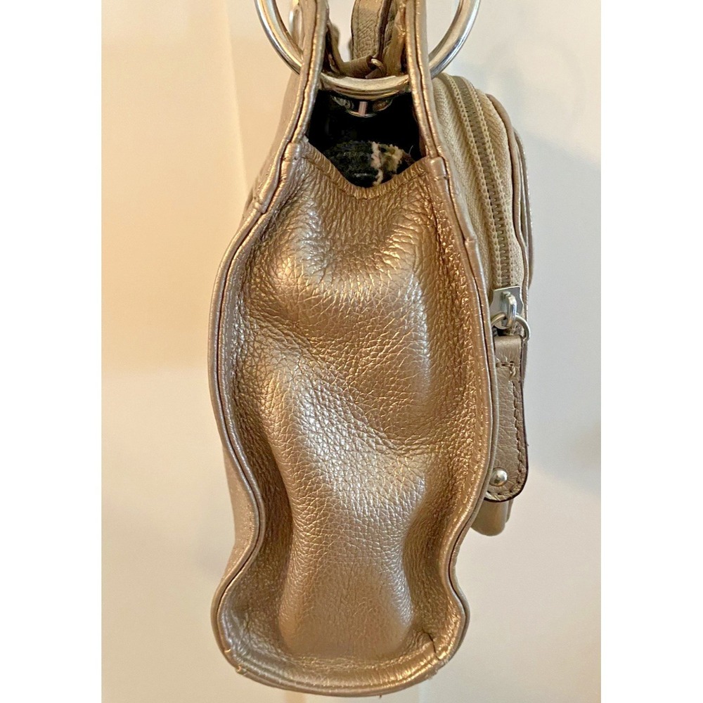 Tignanello Metallic Gold Pebbled Shoulder Bag Purse Leather NWOT - Picture 4 of 8